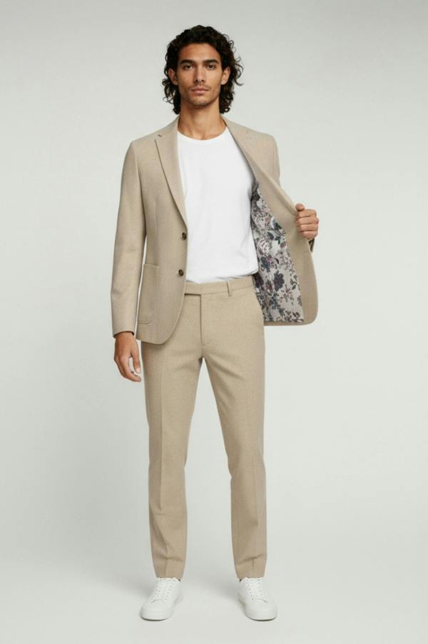 Harry Brown London Adam Wool Tweed Two Piece Suit in Ecru
