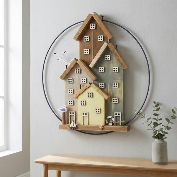Garden Greatness Hanging Wooden Houses Scene
