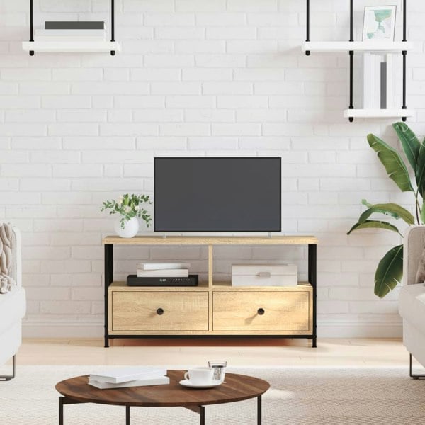 Berkfield TV Cabinet Sonoma Oak 90x33x45 cm Engineered Wood&Iron