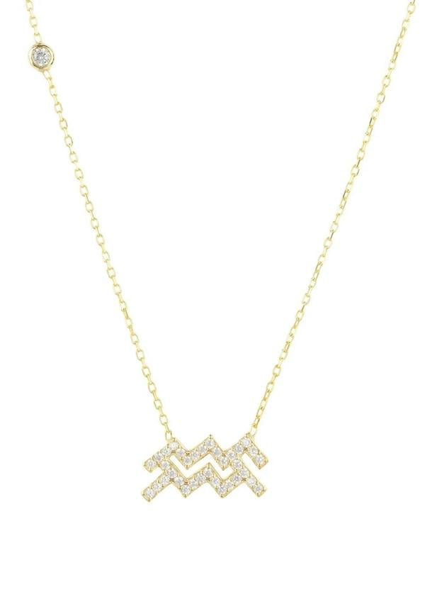 Zodiac Star Sign Pendant Necklace Gold Aquarius - LATELITA Necklaces