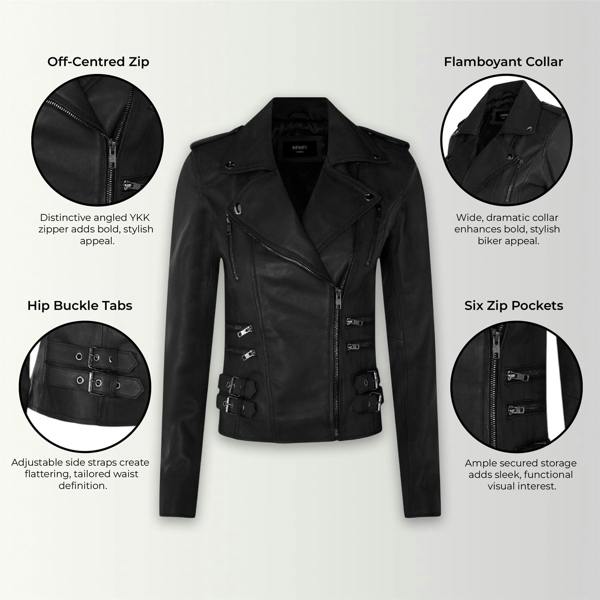 Infinity Leather Womens Leather Brando Biker Jacket - Orlando