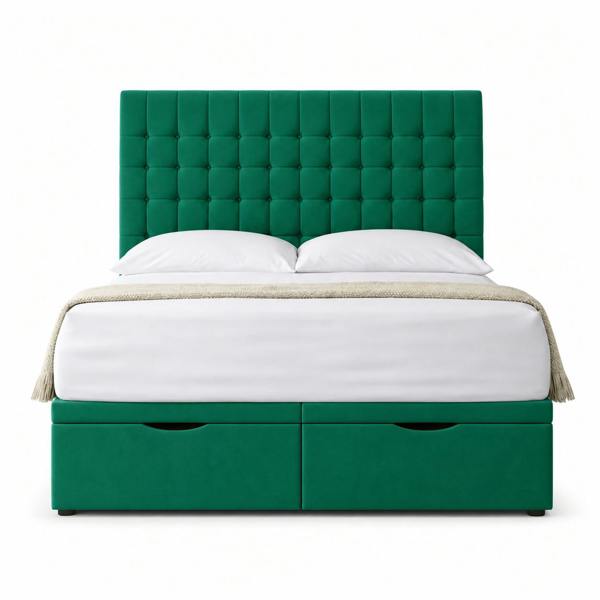 Great British Beds Victoria Divan Ottoman Bed - Green Plush