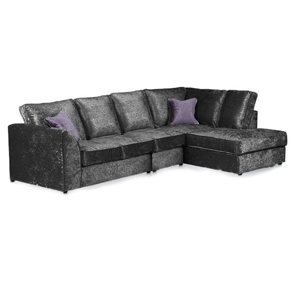 Furnishings For Less Crystal Crushed Velvet Full Back 5 Seater L Shaped Corner Sofa