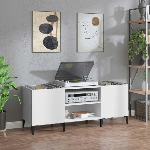 Berkfield Record Cabinet White 121x38x48 cm Engineered Wood