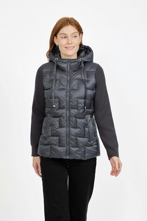 Mudflower Padded Hooded Jacket with Ribbed Sleeves