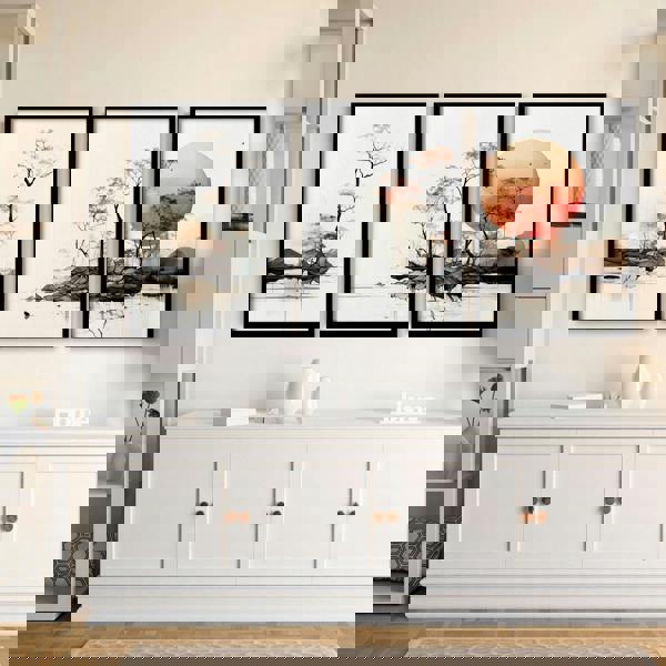 Living Room Wall Decor | Set of 3 Asian Inspired Wall art Prints