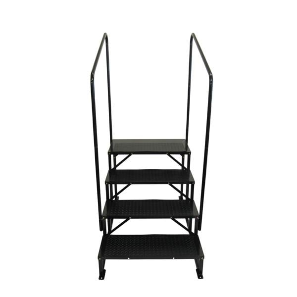 Freestanding Caravan 4 Step Tread with 2 Handrails (Non Slip Mats Motorhome Bolt Down Stairs Access)