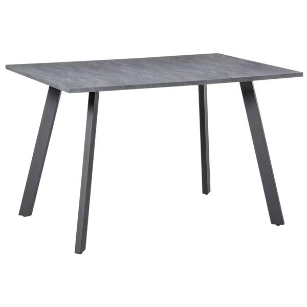 Charcoal grey rectangular dining table with tapered metal legs