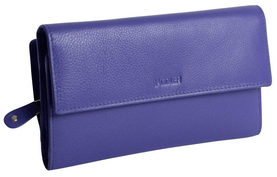 SADDLER ELLA Leather 18cm Trifold Purse - 20 Card Slots, Several Coin and Note Sections - RFID Protected - Ultra Violet