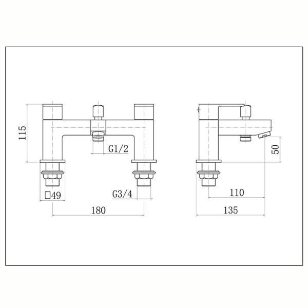 Flode Bolmen | Bath Shower Mixer | Including Handset and Holder | Chrome