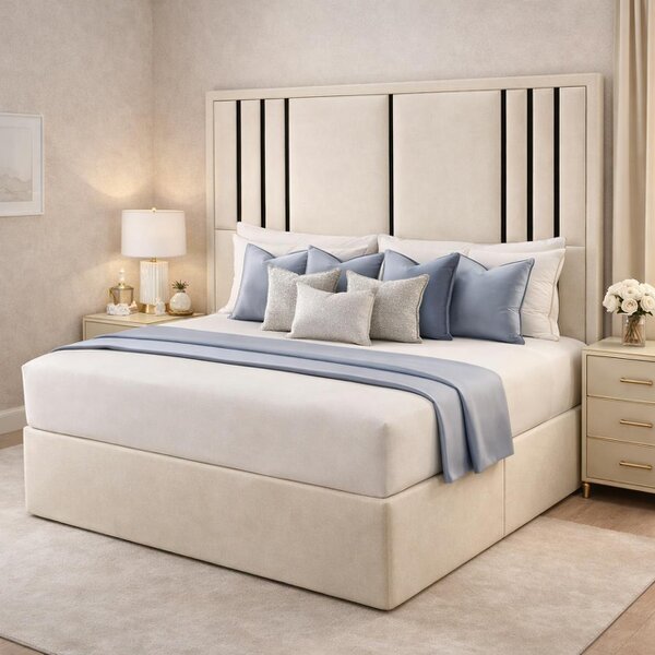 Great British Beds Valentina headboard with Contrast Border divan bed
