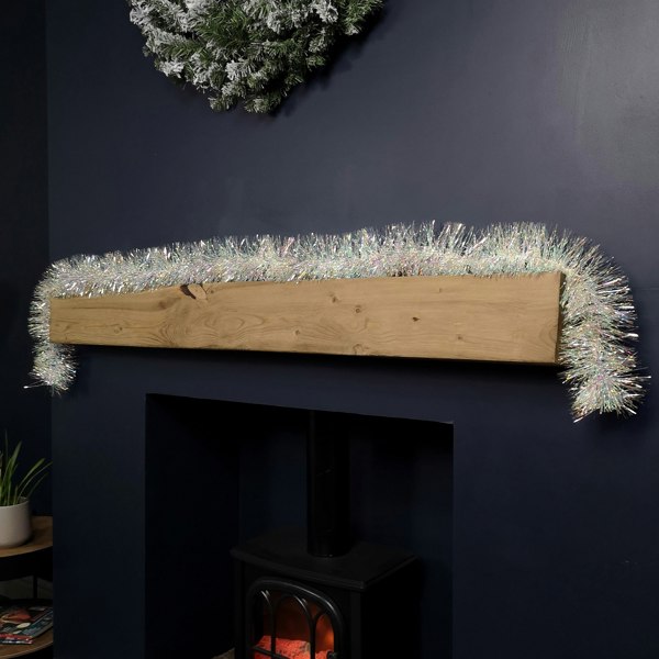Samuel Alexander 200cm x 12cm Fine Cut Iridescent White Tinsel Garland Christmas Tree Decoration
