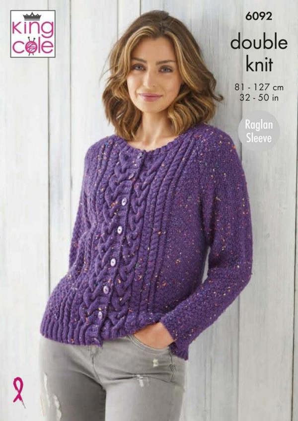 King Cole Big Value Tweed DK Knitting Pattern 6092, Sweaters, Cardigans for Women, 32 - 50 Inches