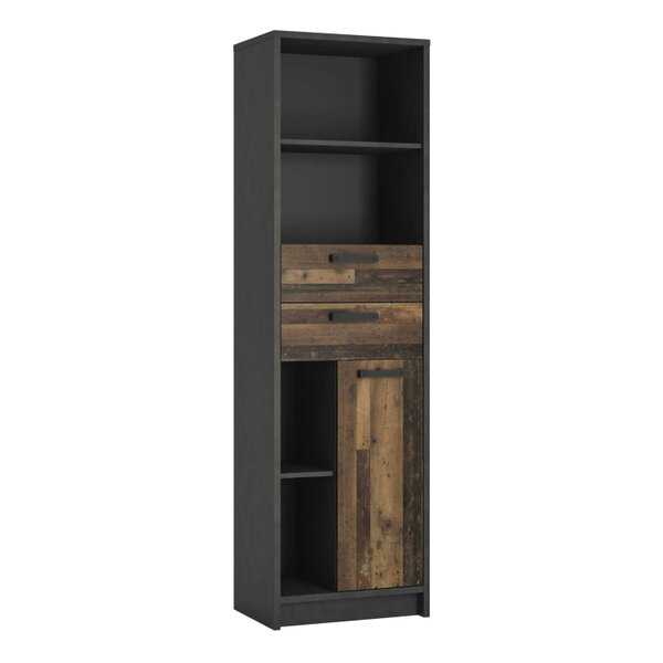 Wyld Haus Brooklyn Bookcase in Walnut and Dark Matera Grey