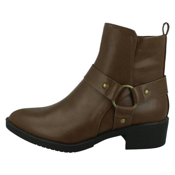 Spot On Ladies Spot On Low Ankle Boots with Ring Trim Strap F51240