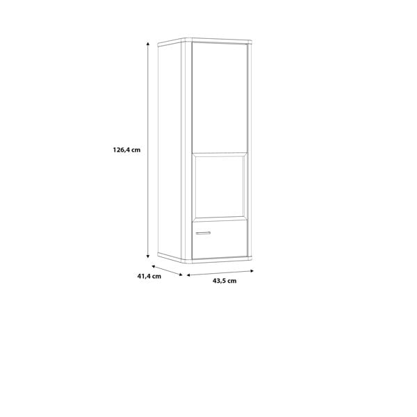 Furniture To Go Klara Display Cabinet with 1 Glass Door in Grey and Oak