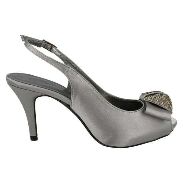 Anne Michelle Ladies Anne Michelle Peep Toe Diamante Bow Court Shoes F10254
