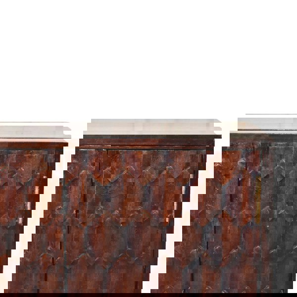 Artisan Furniture Solid Wood Mini Pineapple Carved Light Walnut Cabinet