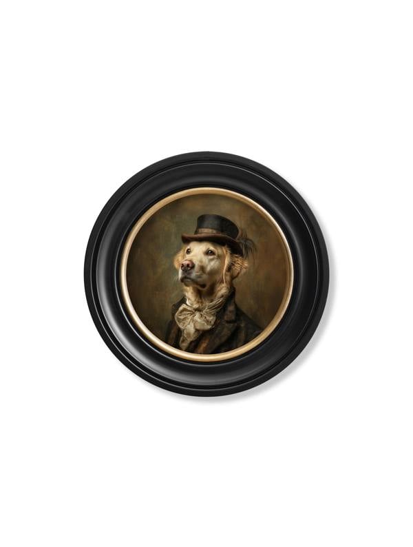 Exceptional Art Lord Goldpaw - Gentleman Golden Labrador Oxford round frame