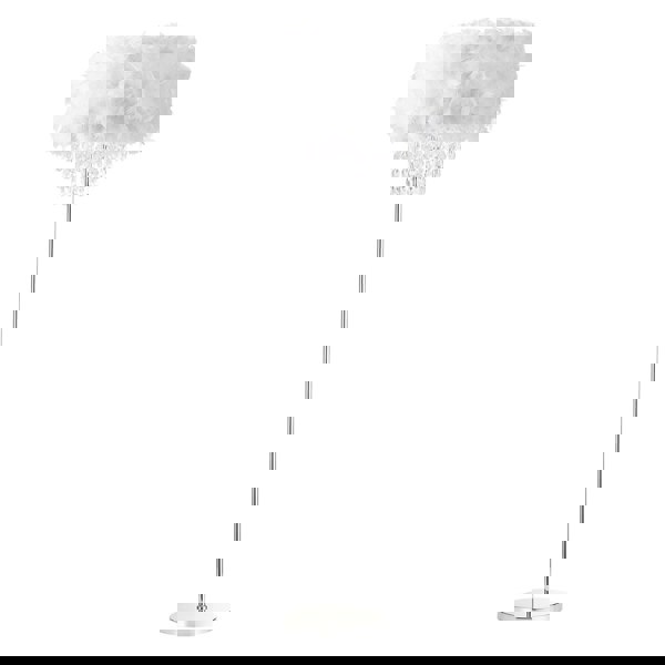 Modern Chandelier Style White Feather Floor Lamp with Waterfall Drops Image 1