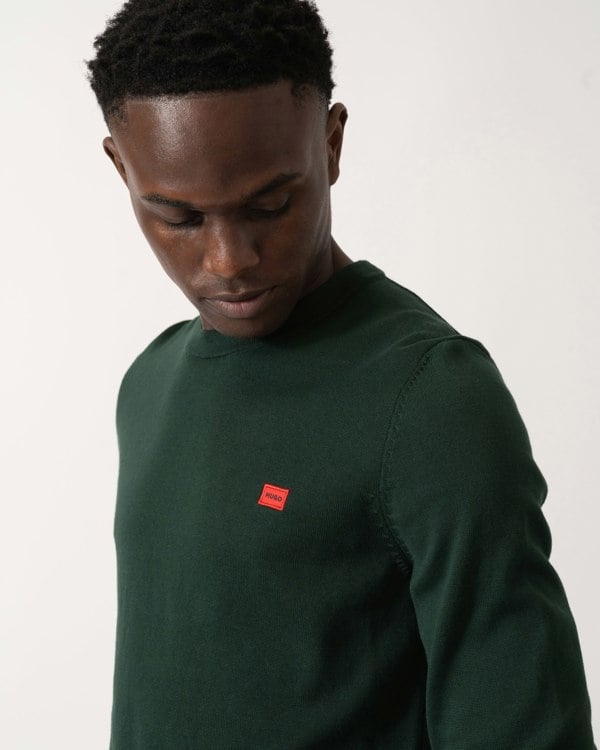 HUGO San Cassius Mens Crew Neck Sweater - Open Green 385