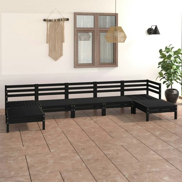 Berkfield 7 Piece Garden Lounge Set Black Solid Wood Pine