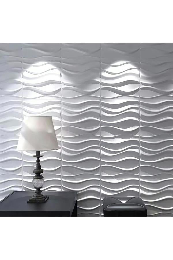 Living and Home 12 Pack 3D Wave Texture PVC Decorative Wall Panels