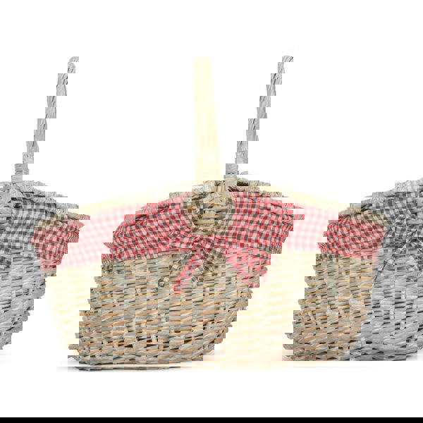 White Wash Finish Oval Wicker Basket