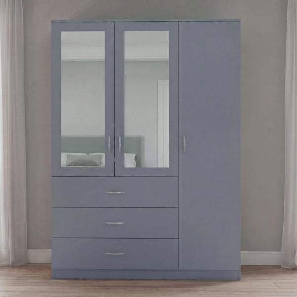 Vida Designs Riano 3 Door 3 Drawer Mirrored Wardrobe