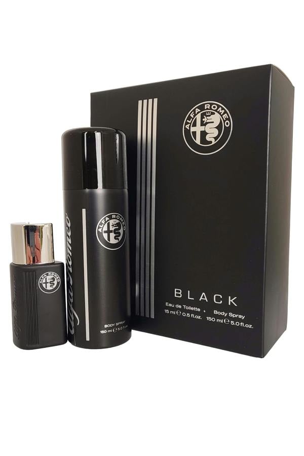 Alfa Romeo Black for Men Eau de Toilette Spray 15ml Body Spray 150m