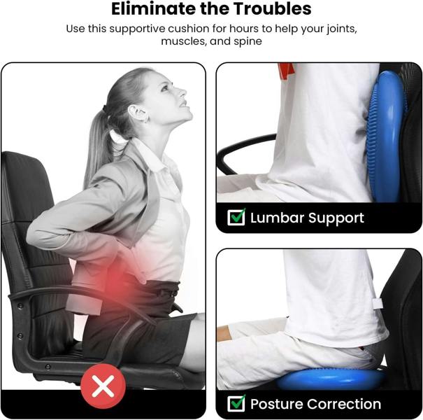 ROMIX Wobble Cushion, 34cm Inflatable Balance Disc with Pump for Core Training and Sitting Posture Support