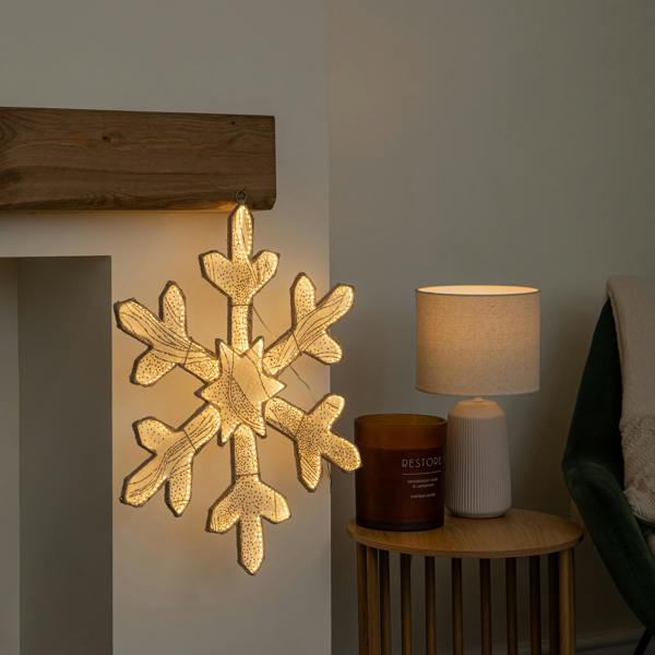 Samuel Alexander 60cm Gold Light up Snowflake Christmas Decoration with Warm White LEDs