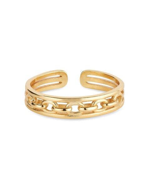 14K Gold Chain Link Stacking Ring - Rings - Elk & Bloom