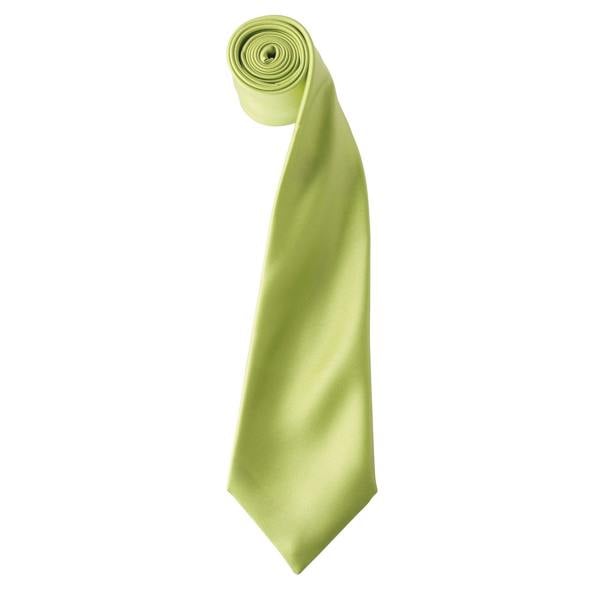 Premier Mens Plain Satin Tie (Narrow Blade) - Lime