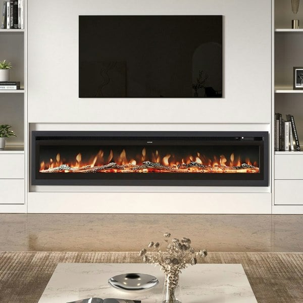 100 Inch Electric Fireplace with Remote 12 Flame Colours 1800W Living and Home