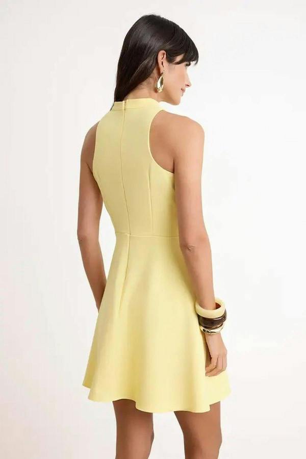 Wardrope Essentials Scoop Neck Lined Short Mini Stretch Woven Dress