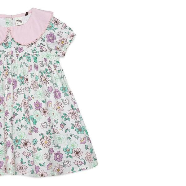 Mini Cuddles Baby Girls Floral Print Dress, Multicolour