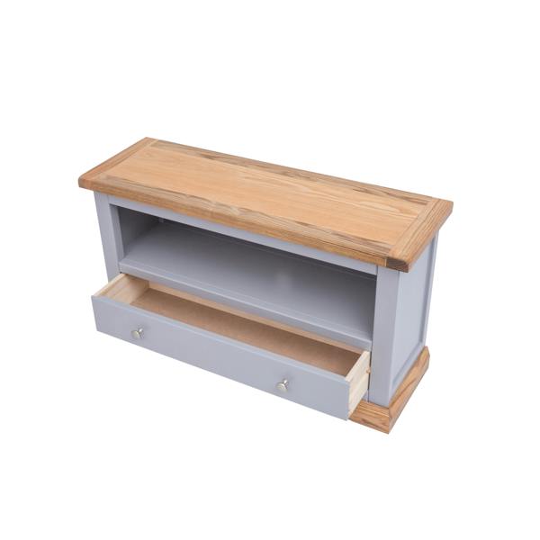 Cabinet Bits Biccari Grey 1 Drawer TV Cabinet Chrome Knob