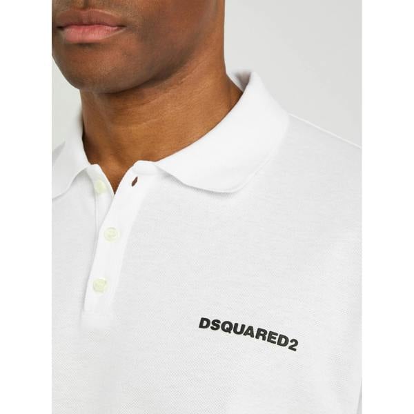 Dsquared Logo Print Piqué Polo Shirt   in  White