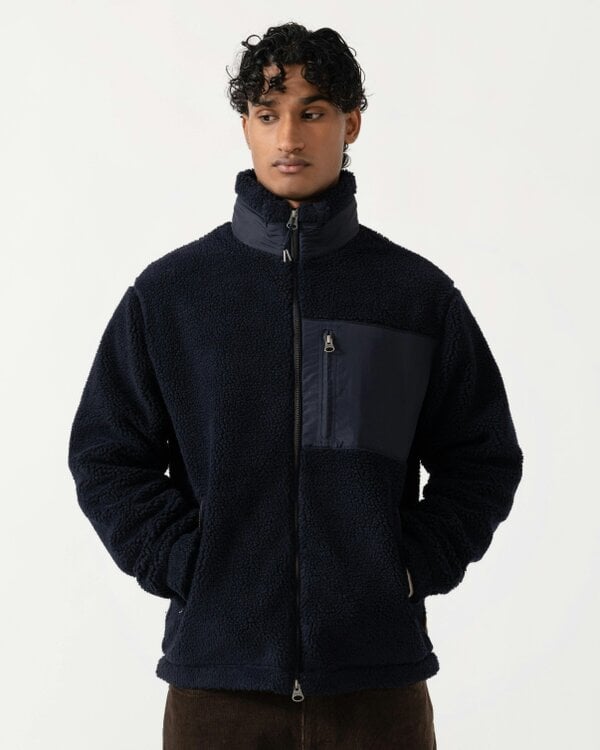 GANT Mens Patch Pocket Fleece Jacket - 433 Evening Blue