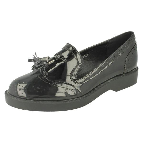 Spot On Ladies Spot On Mid Heel Tassel Vamp Brougue Shoe