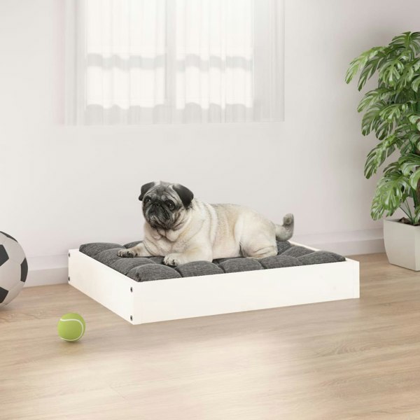 Berkfield Dog Bed White 61.5x49x9 cm Solid Wood Pine