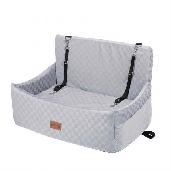 Skylos Large Dog Car Seat Booster Dual-Sided Plush Cool Bed Washable