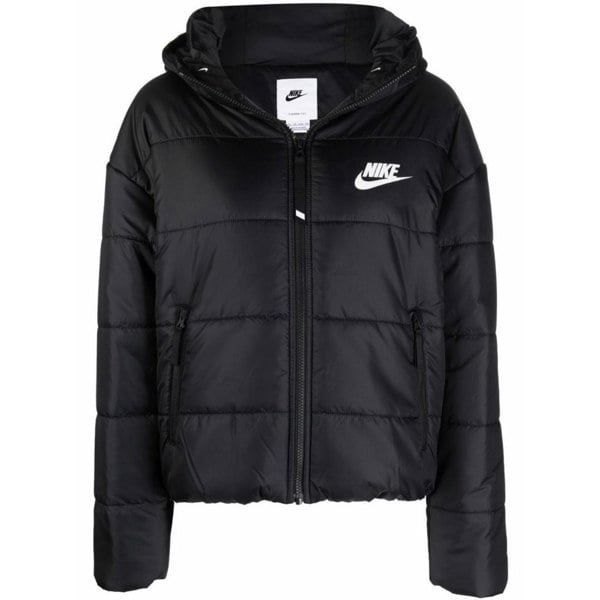 Nike Large Swoosh Logo Black Puffer Jacket L