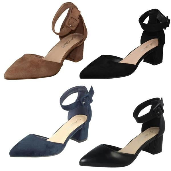 Anne Michelle Ladies Anne Michelle Block Heel Closed Pointed Toe Court Shoes F90125