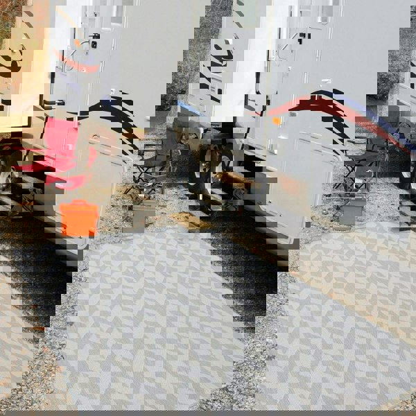 Grey Chevron Outdoor Rug for Garden | The Rugs