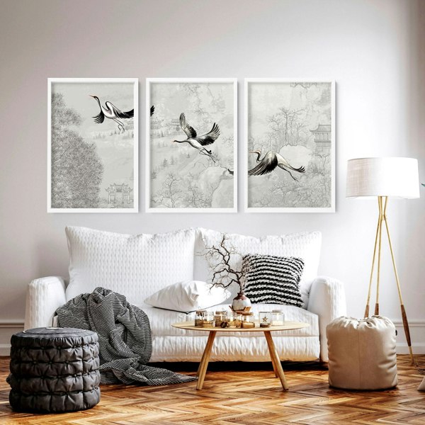 Crane art | set of 3 Japanese wall art