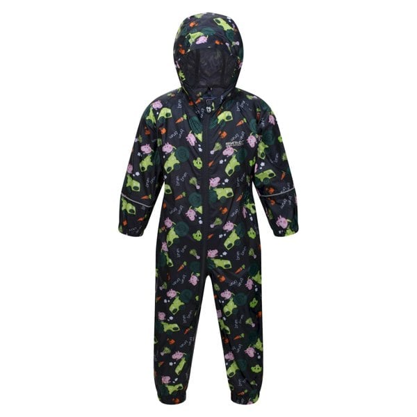 Regatta Childrens / Kids Pobble Peppa Pig Tractor Waterproof Puddle Suit - Navy