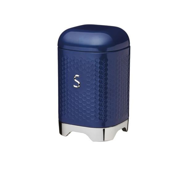 KitchenCraft Lovello Retro Sugar Jar with Geometric Textured Finish - Midnight Navy