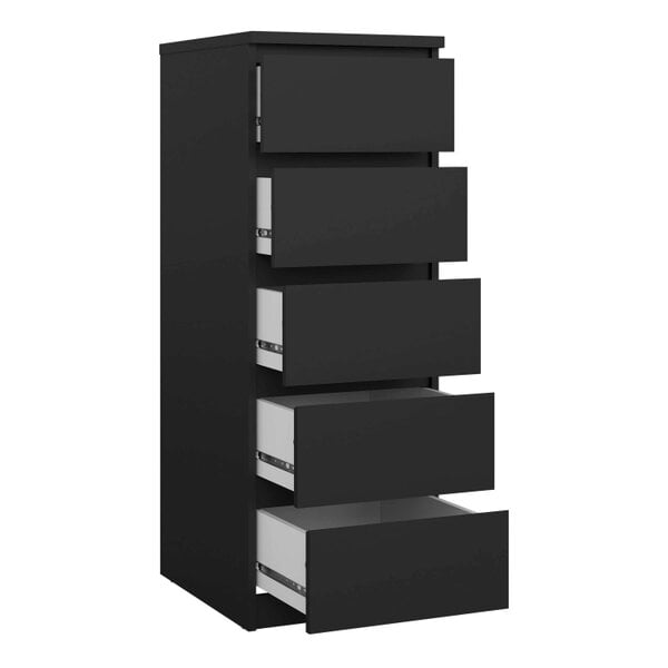 Wyld Haus Budapest Matt Black Wooden Narrow Chest 5 Drawers